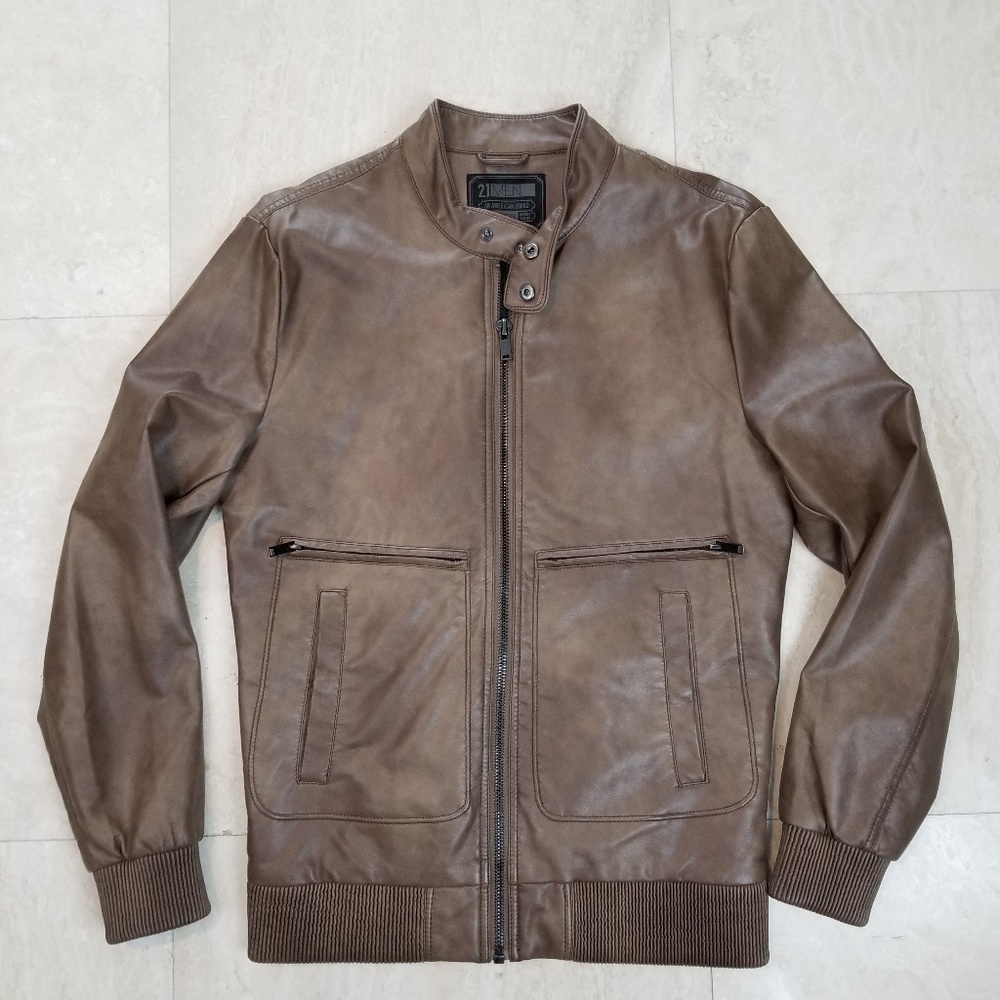Men's Forever 21 Bomber Faux leather Jacket